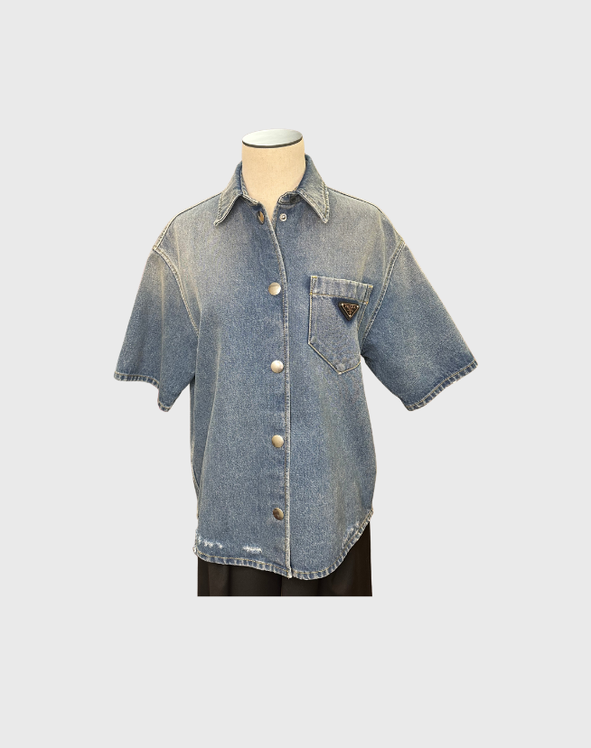 PRADA BLUE DENIM SHIRT - SIZE 38
