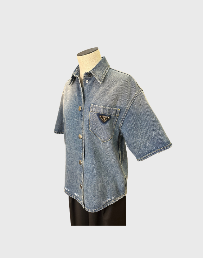 PRADA BLUE DENIM SHIRT - SIZE 38