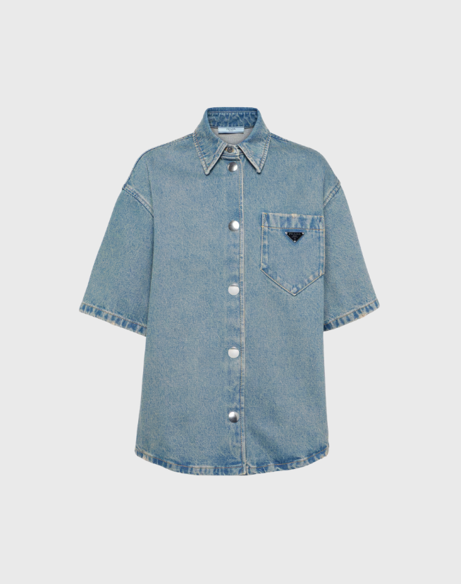 PRADA BLUE DENIM SHIRT - SIZE 38