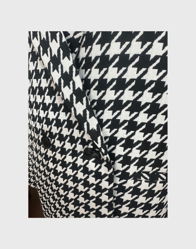 ANINE BING HOUNDSTOOTH DOUBLE-BREASTED QUINN BLAZER - SIZE MEDIUM