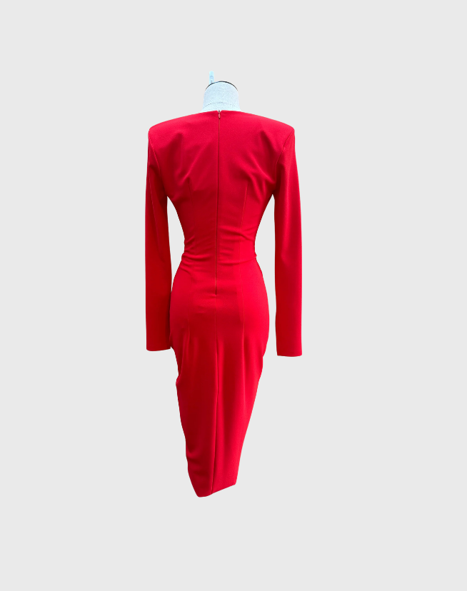 EFFIE KATS  ROSITA MIDI DRESS IN RED - SIZE SMALL