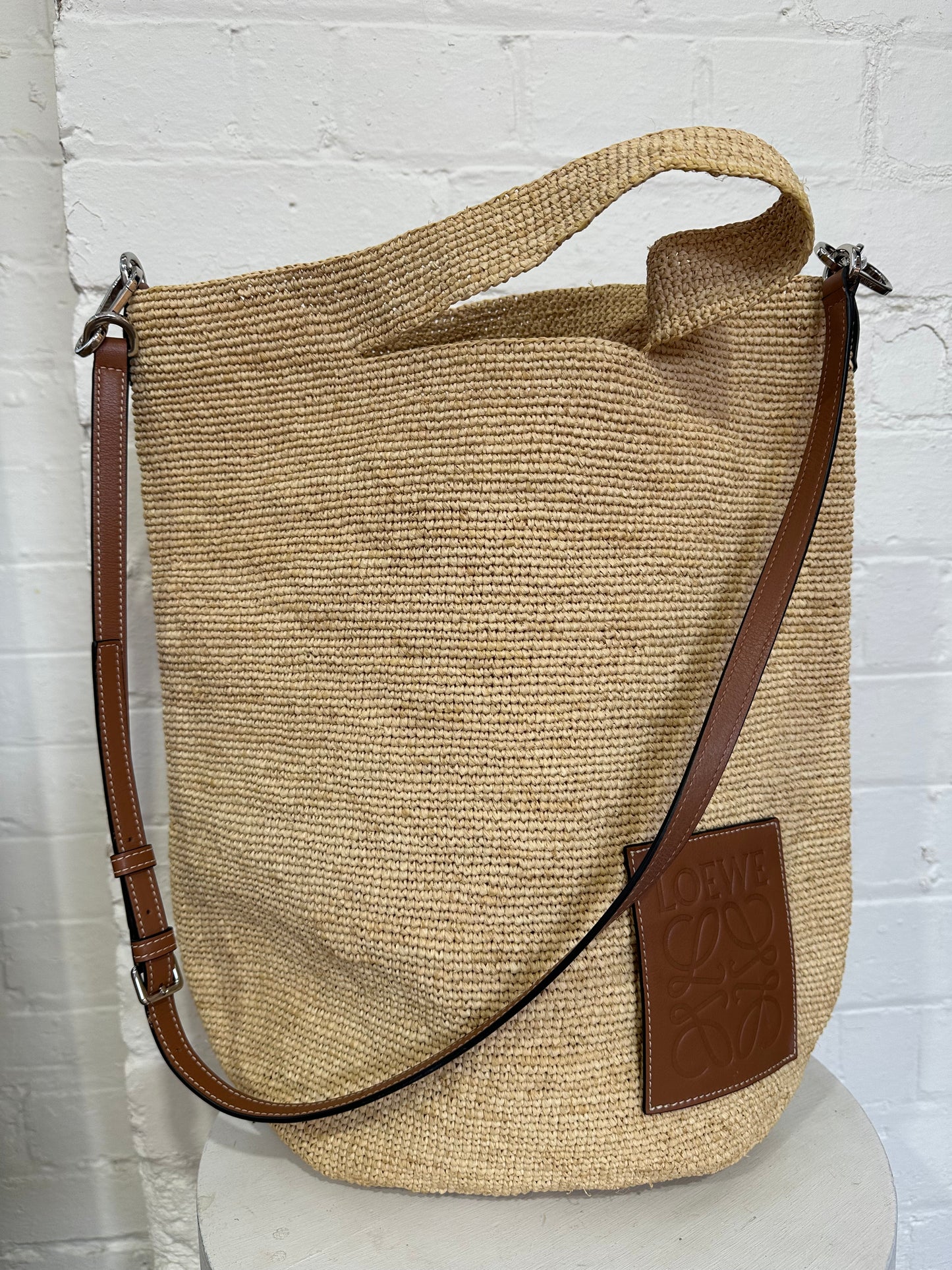 LOEWE LARGE RAFFIA SLIT SATCHEL - $1,100