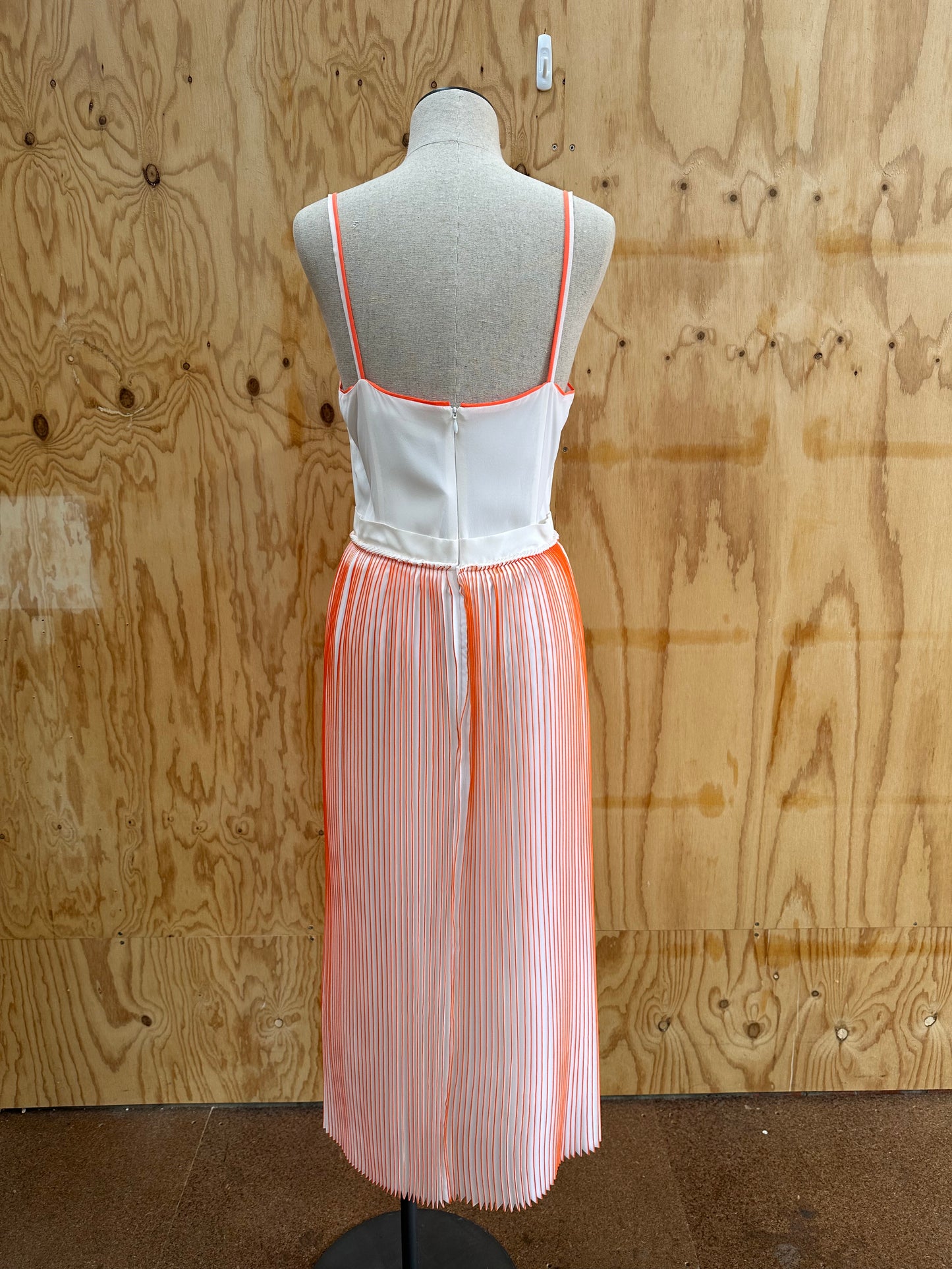 VICTORIA BECKHAM NEON PIPED MIDI DRESS IN WHITE - SIZE 12