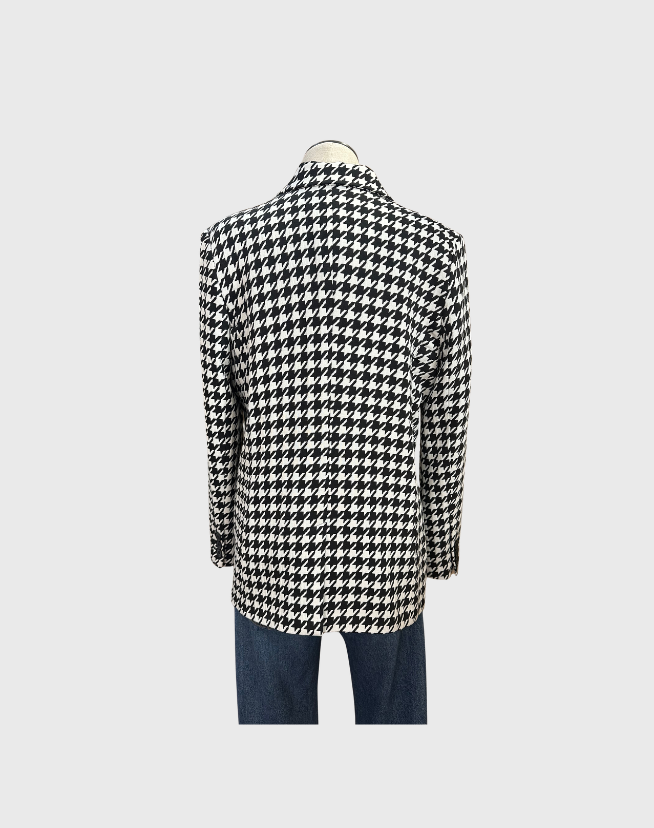 ANINE BING HOUNDSTOOTH DOUBLE-BREASTED QUINN BLAZER - SIZE MEDIUM