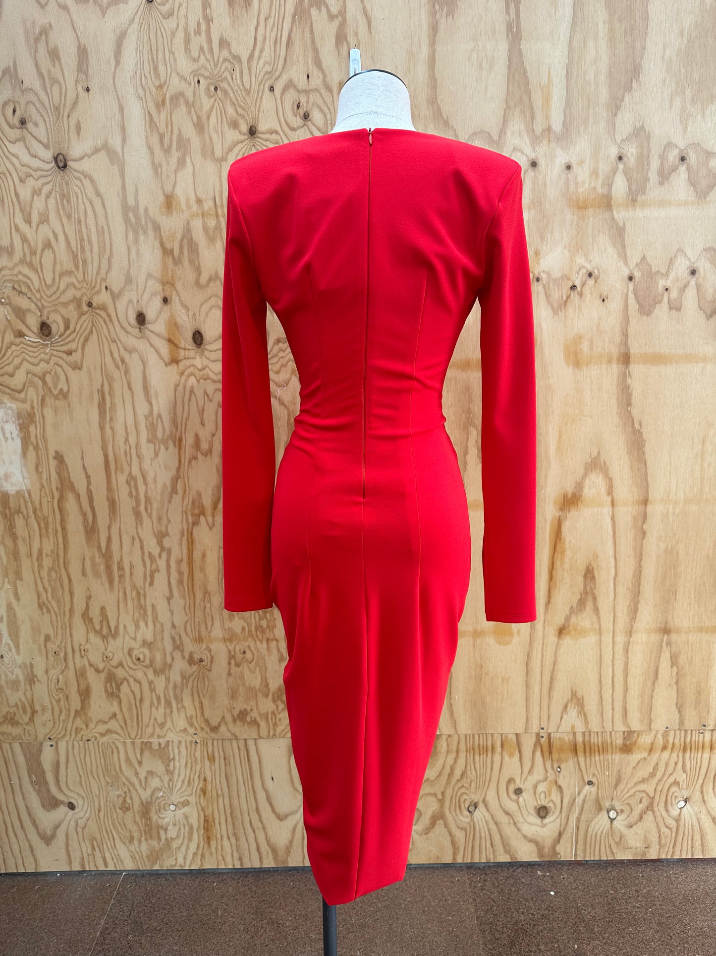 EFFIE KATS  ROSITA MIDI DRESS IN RED - SIZE SMALL