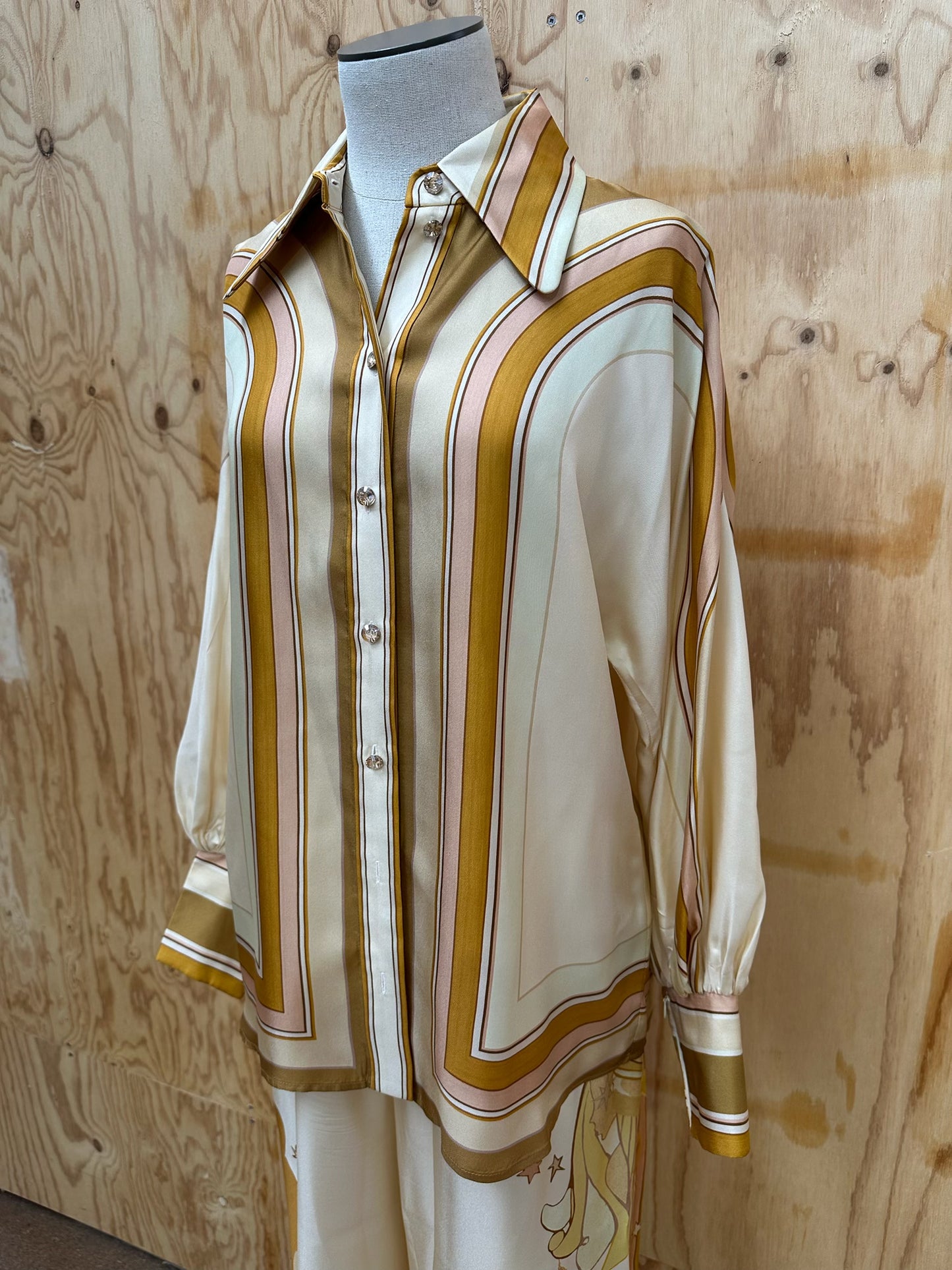 ZIMMERMANN RETRO STRIPE SILK SHIRT - SIZE 1