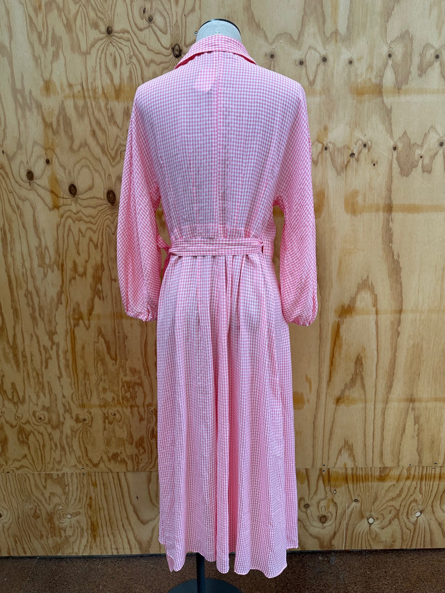 SCANLAN THEODORE GINGHAM WRAP MIDI SHIRTDRESS - SIZE MEDIUM