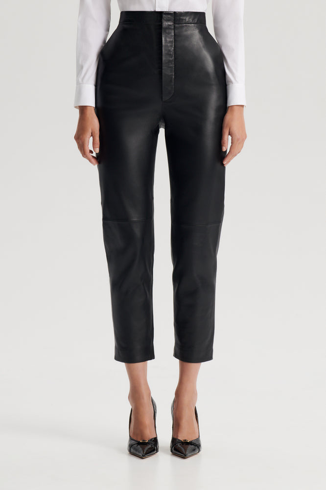SCANLAN THEODORE LEATHER SLIM CROP PANTS - SIZE 8