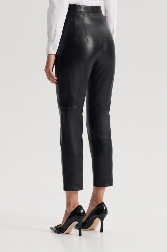 SCANLAN THEODORE LEATHER SLIM CROP PANTS - SIZE 8