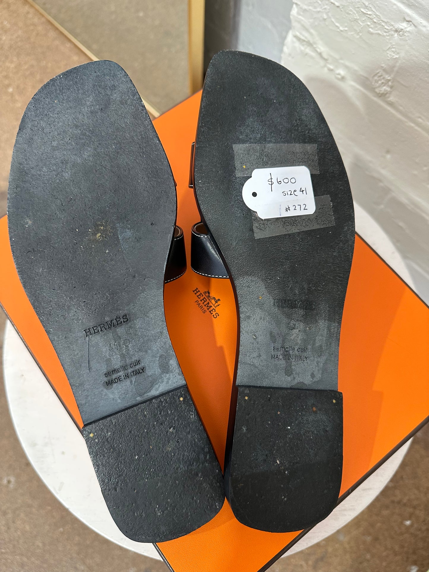 HERMES ORAN SANDAL BLACK - SIZE 41