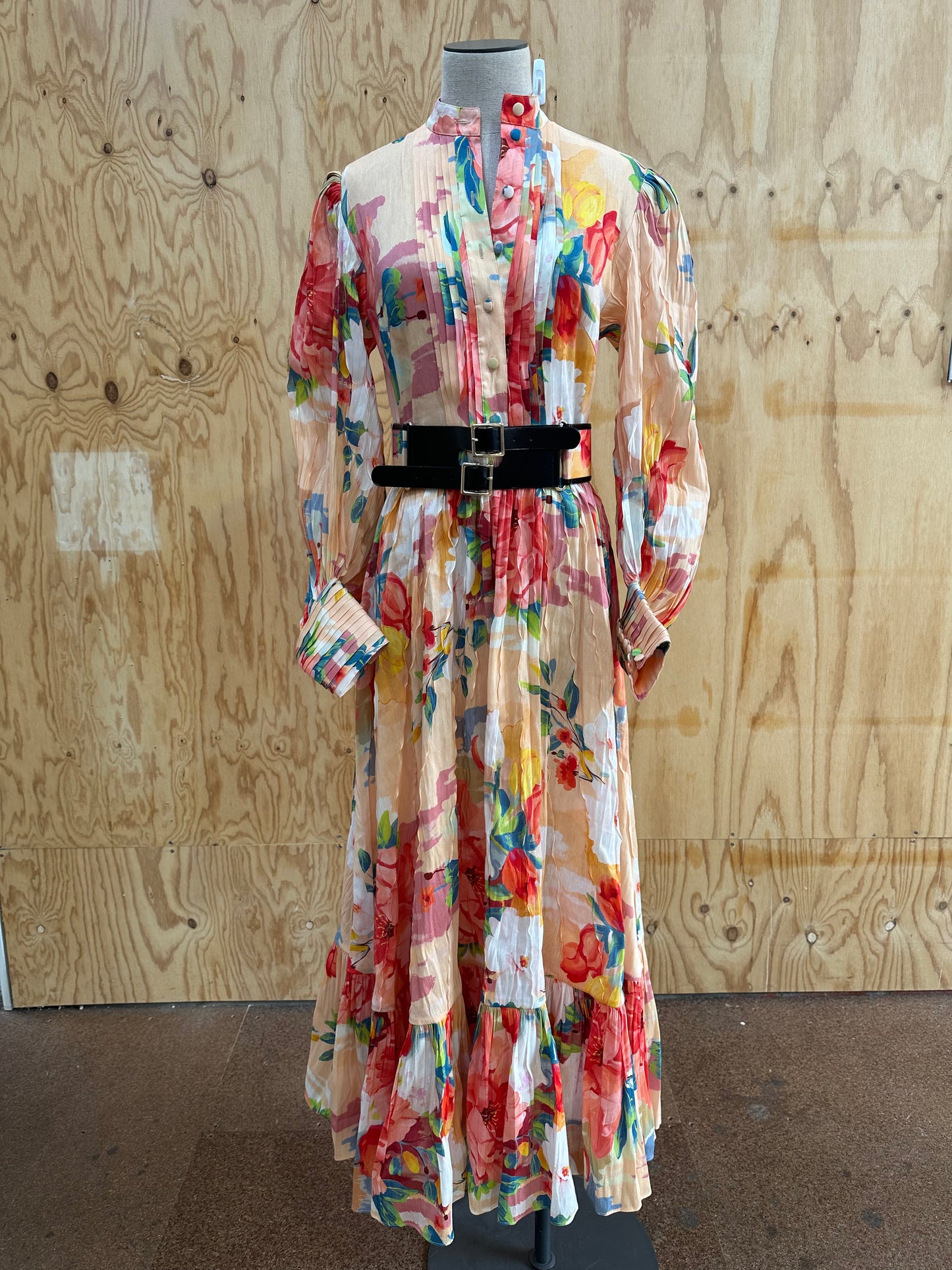 LEO LIN FLORENCE SILK LINEN DRESS - SIZE 12