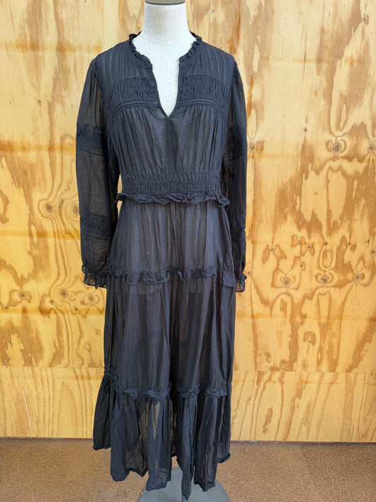ISABEL MARANT SHEER BLACK MAXI -SIZE 40