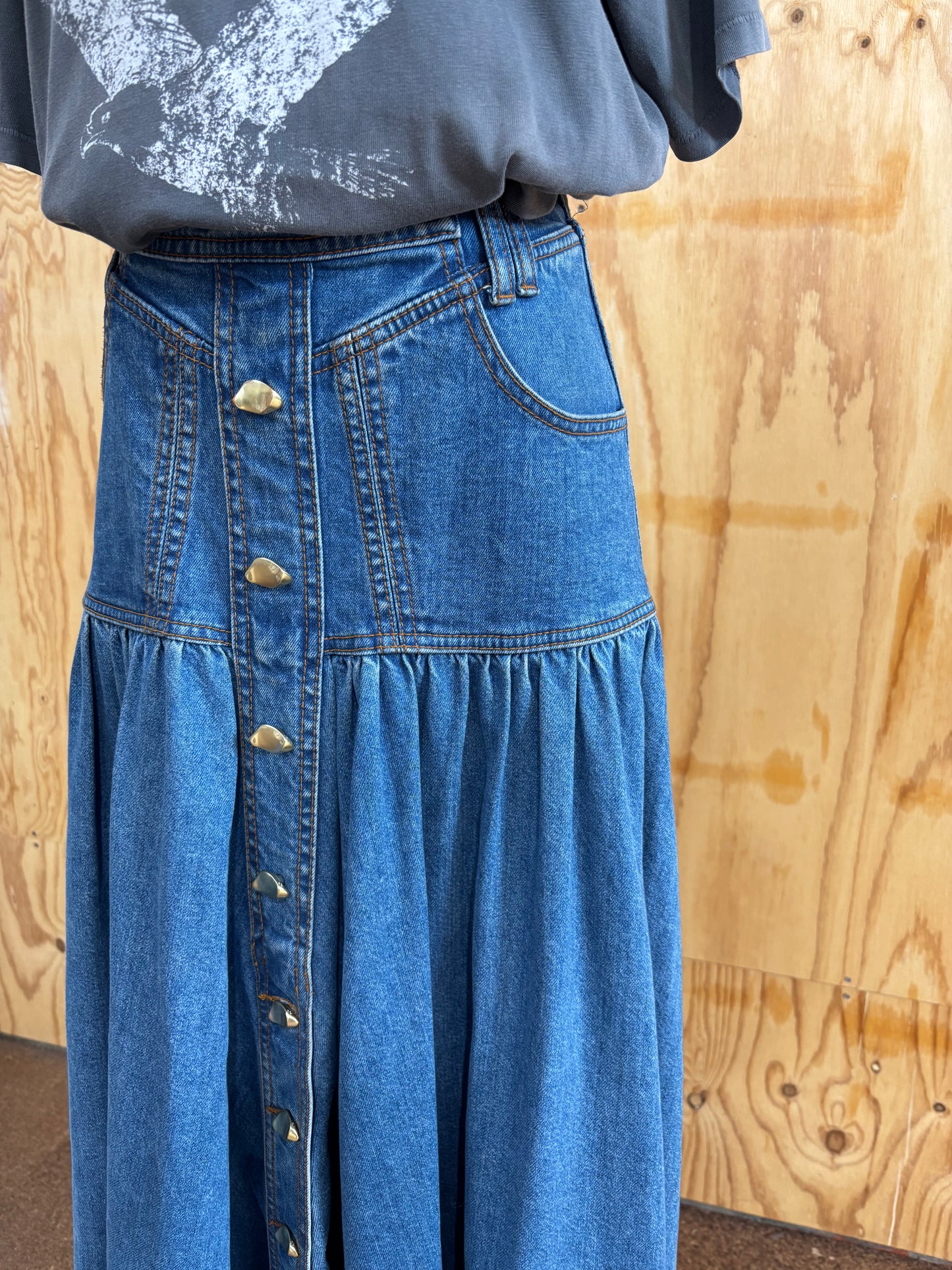 AJE BELMOND DENIM MIDI SKIRT - SIZE 8