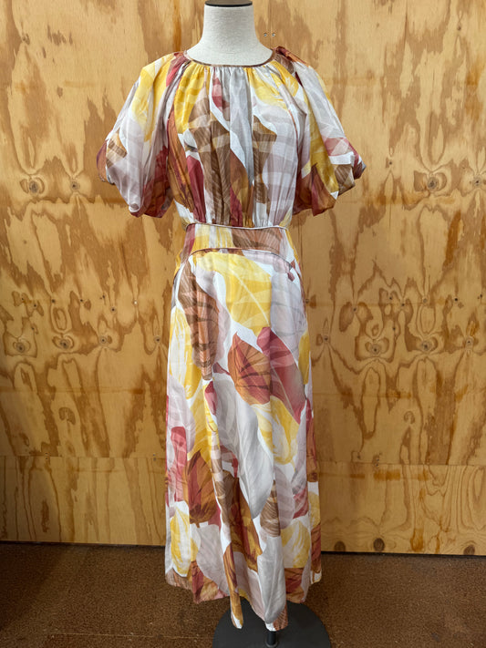 MORRISON ANASTASIA LEAF PRINTED MAXI DRESS - SIZE 1
