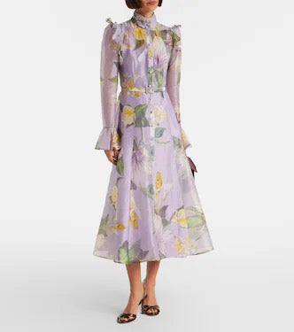 LEO LIN JOSEPHINE SILK GOWN LILY BLOSSOM PRINT - SIZE 12