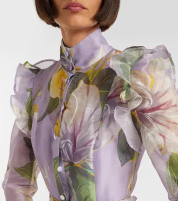 LEO LIN JOSEPHINE SILK GOWN LILY BLOSSOM PRINT - SIZE 12