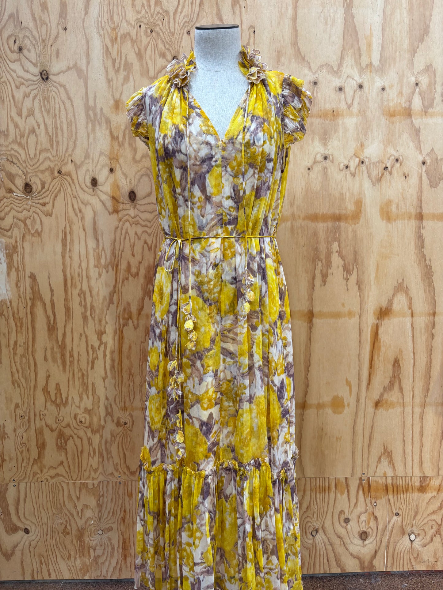 ZIMMERMANN HIGH TIDE FLUTTER FLORAL MIDI DRESS - SIZE 1