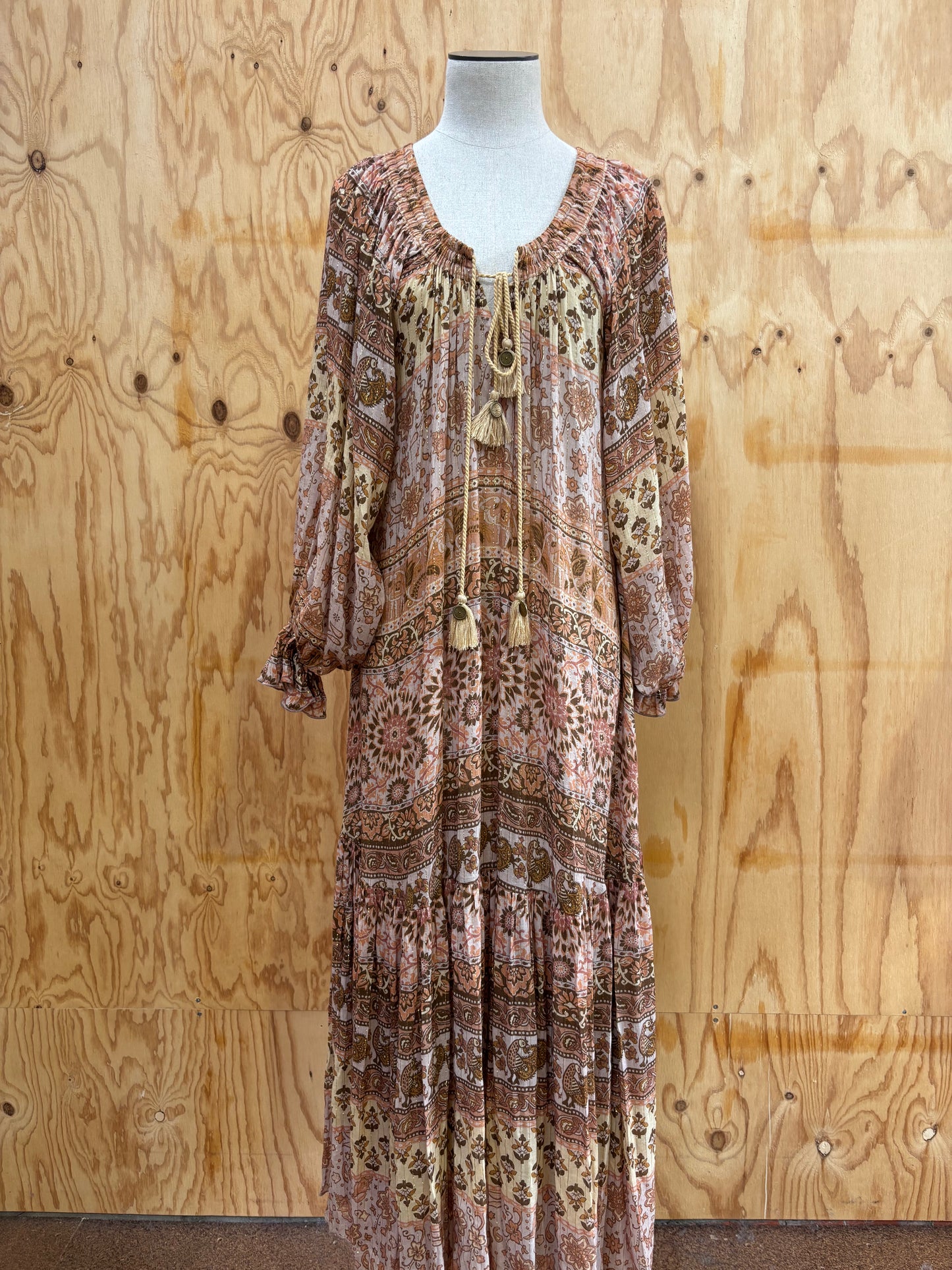 SPELL LOVERS BEACK BORDER PRINT MAXI DRESS - SIZE XXS