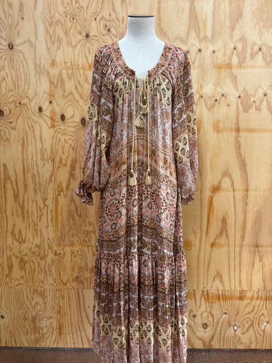 SPELL LOVERS BEACK BORDER PRINT MAXI DRESS - SIZE XXS