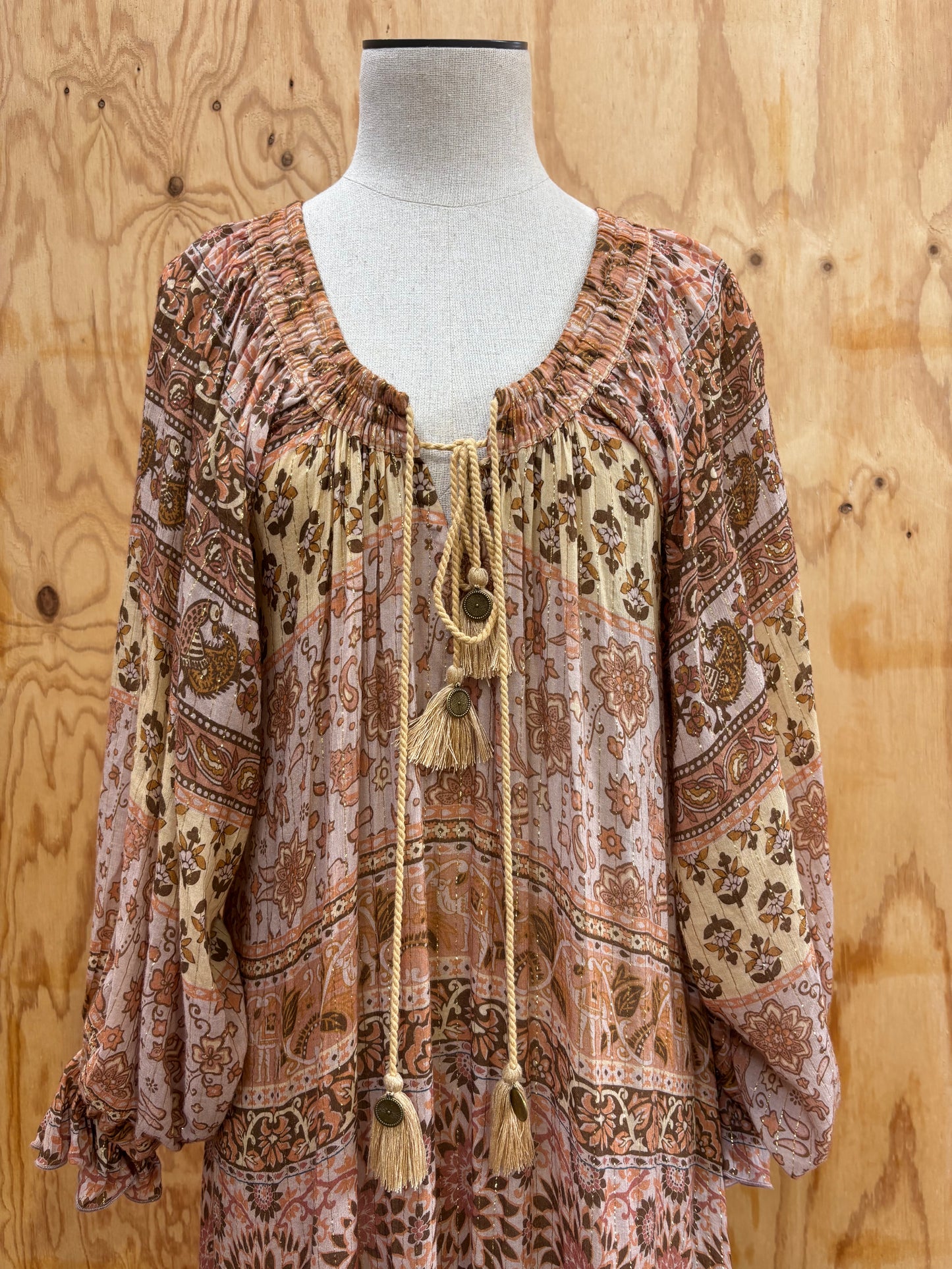 SPELL LOVERS BEACK BORDER PRINT MAXI DRESS - SIZE XXS