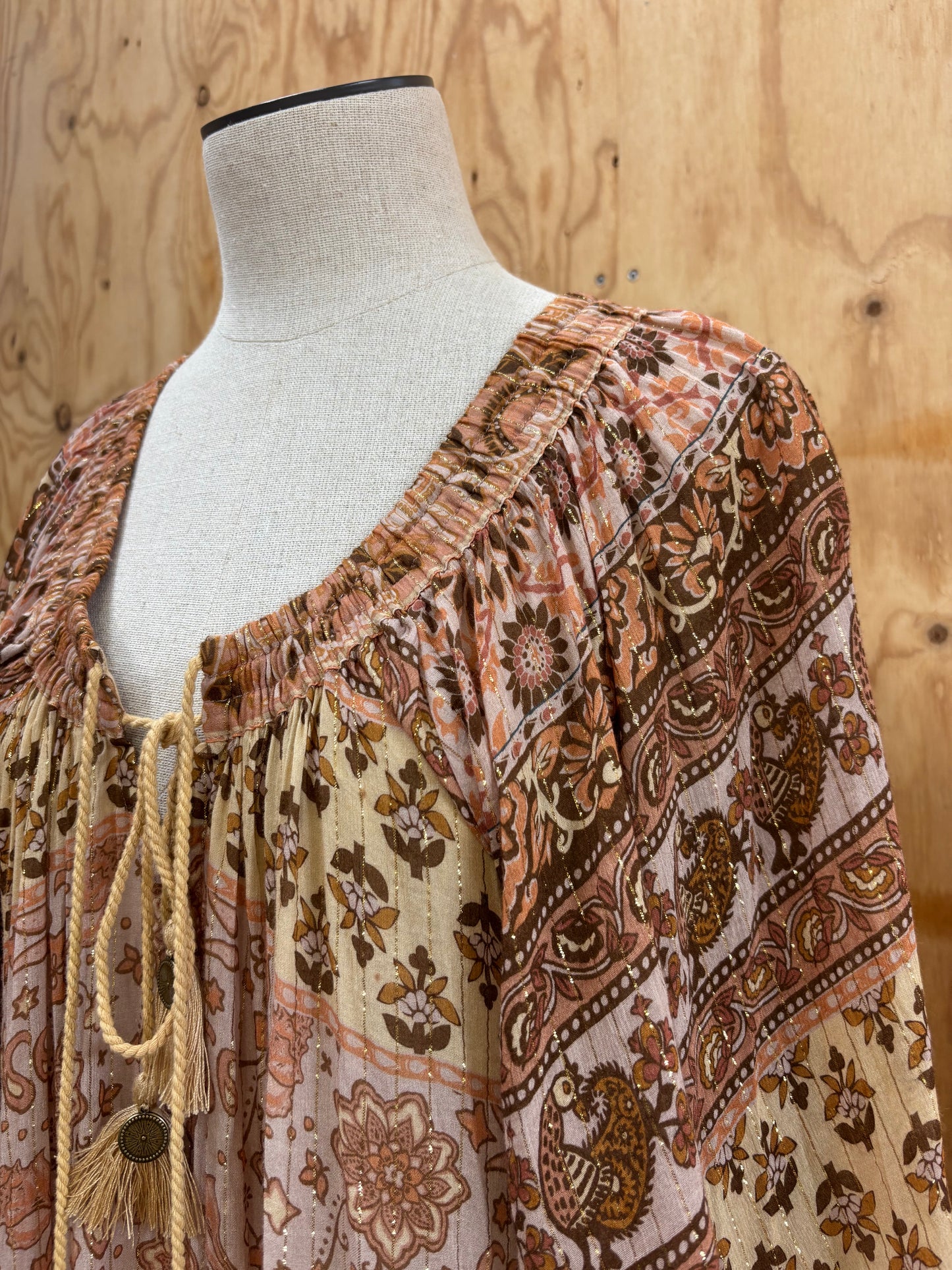 SPELL LOVERS BEACK BORDER PRINT MAXI DRESS - SIZE XXS