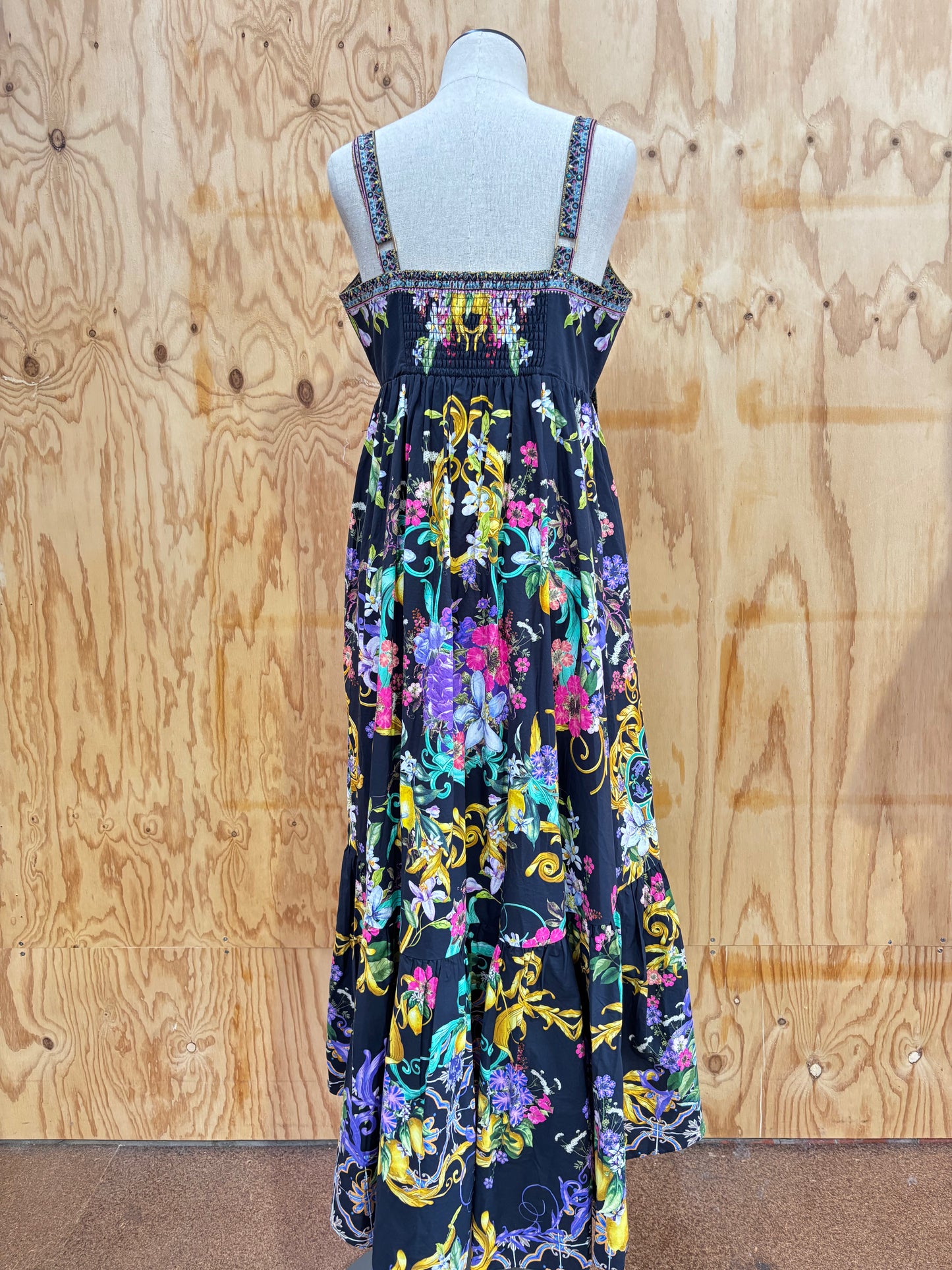 CAMILLA MEET ME IN MARCHESA TIE FRONT HIGH LOW DRESS - SIZE MEDIUM