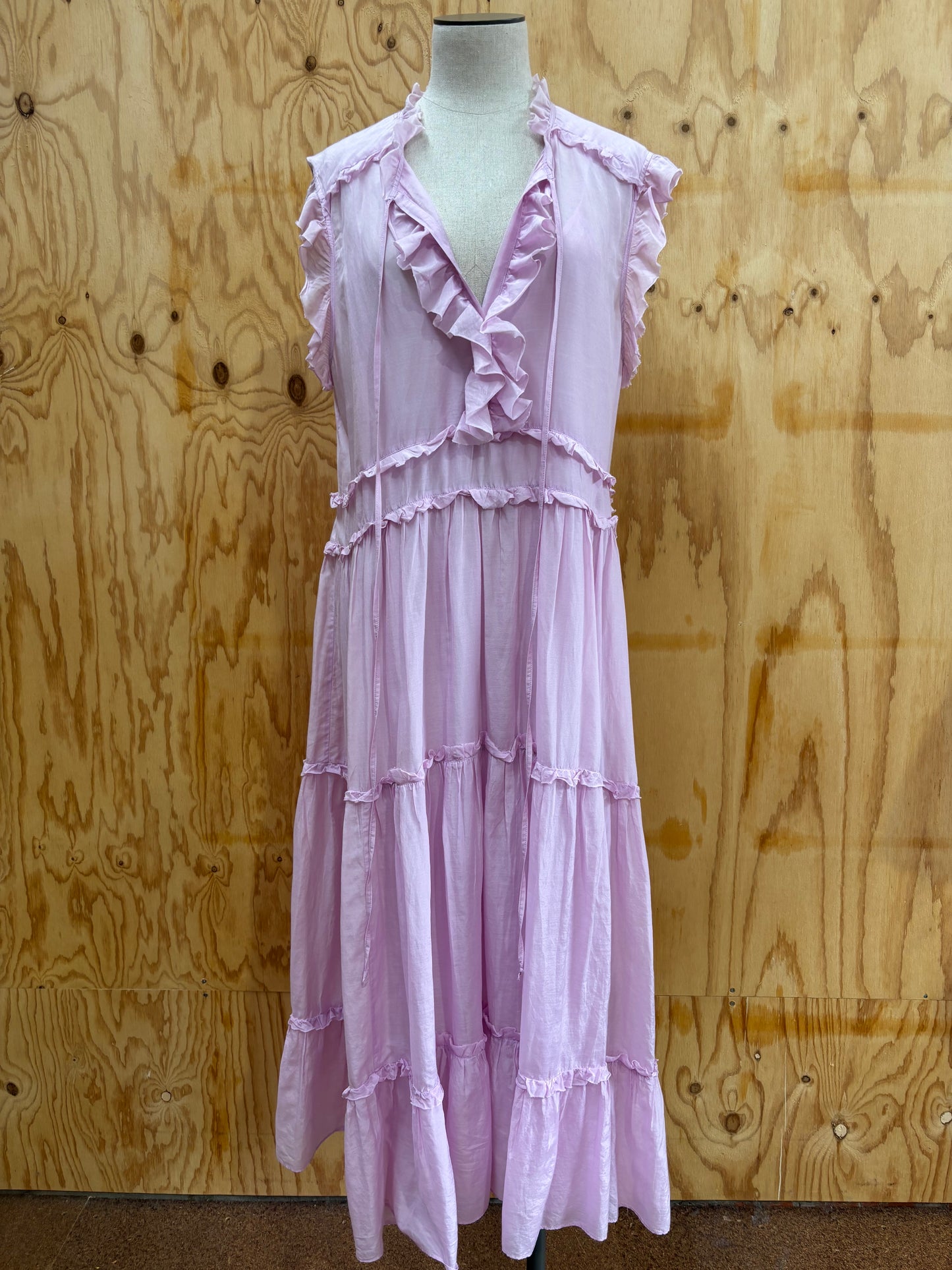 LEE MATHEWS EVA SILK COTTON TIERED DRESS - SIZE4