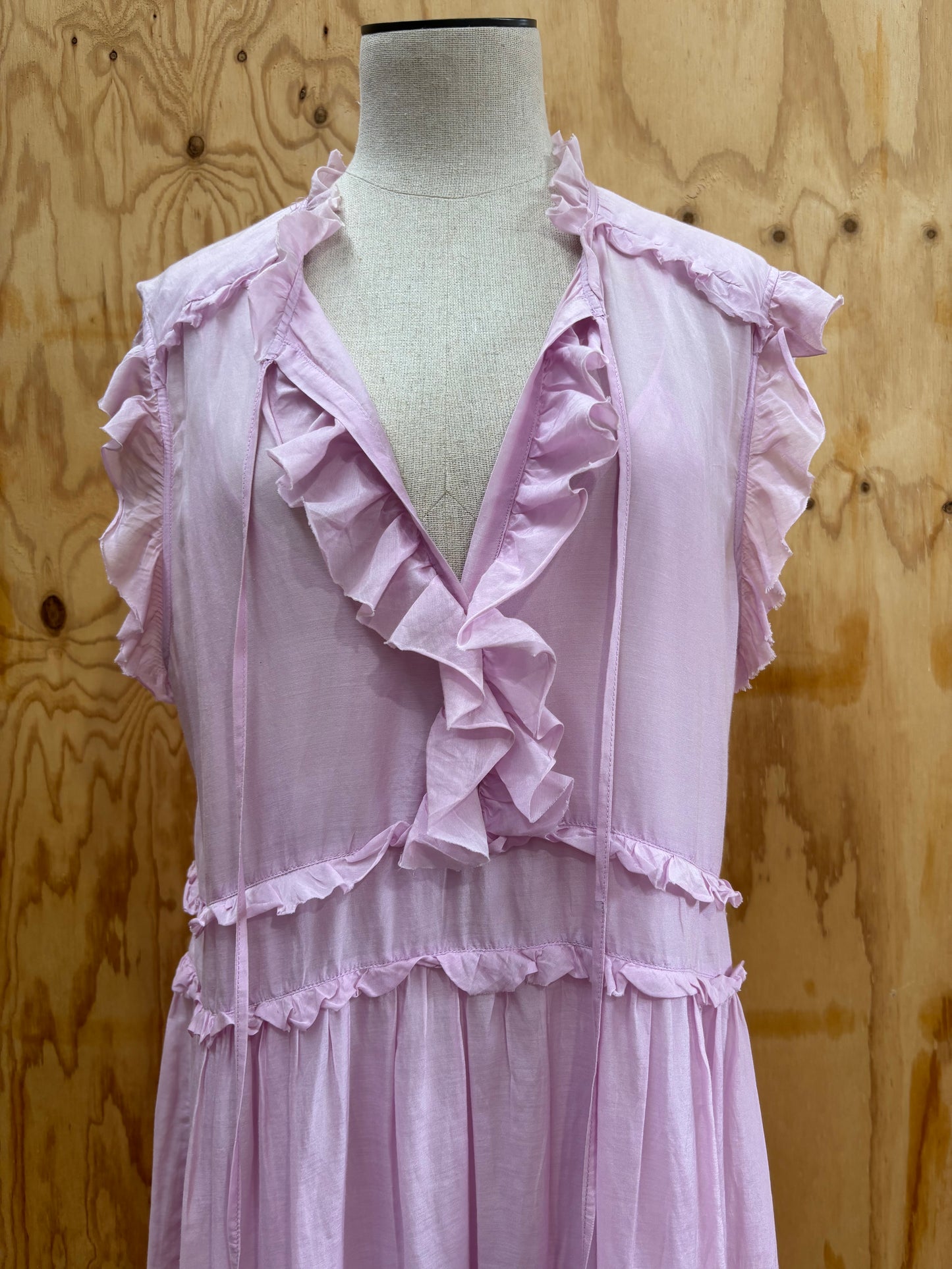 LEE MATHEWS EVA SILK COTTON TIERED DRESS - SIZE4