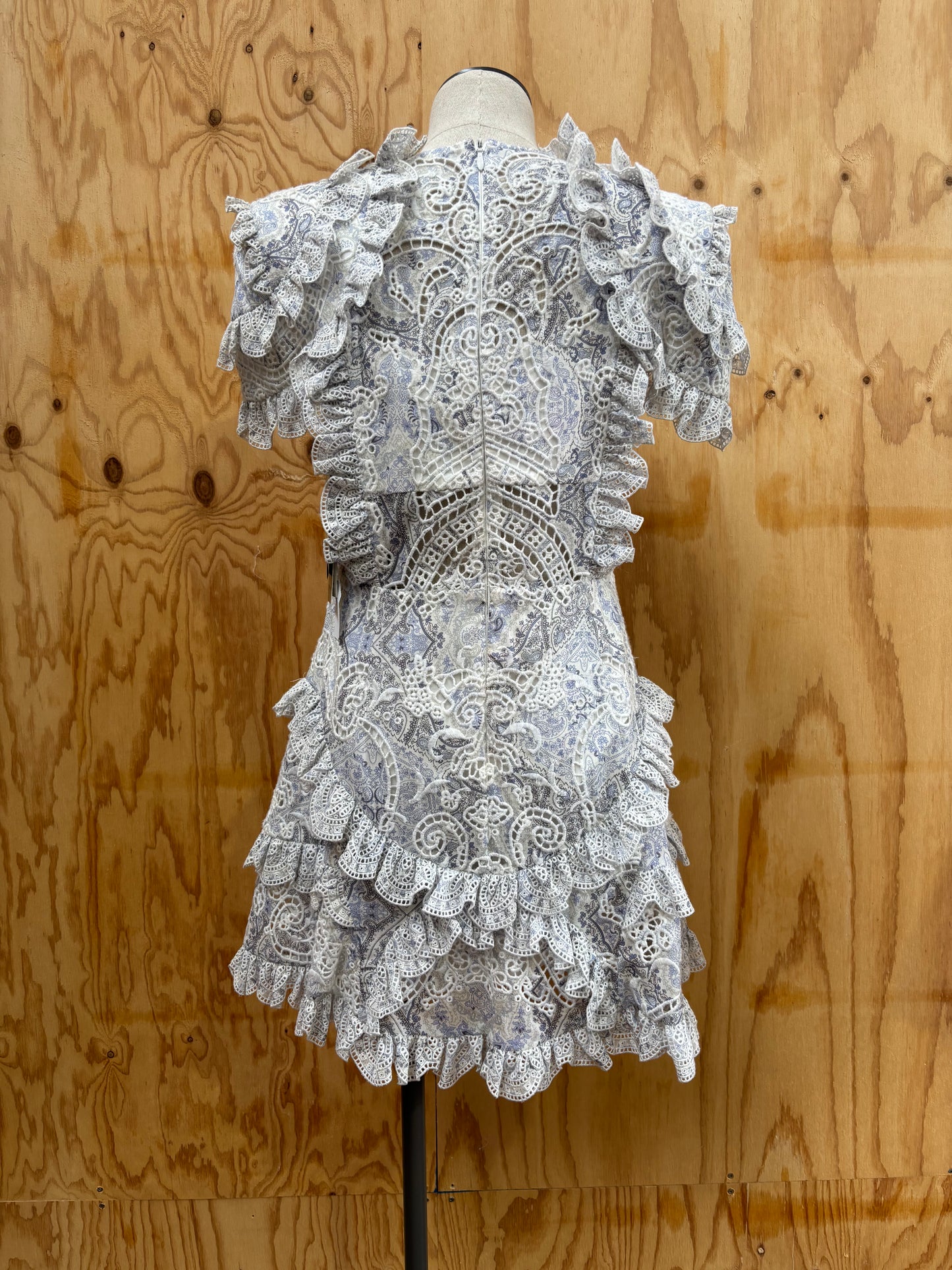 THEORY PURPLE HEATHER RAID TILE PRINT MINI DRESS - SIZE 12