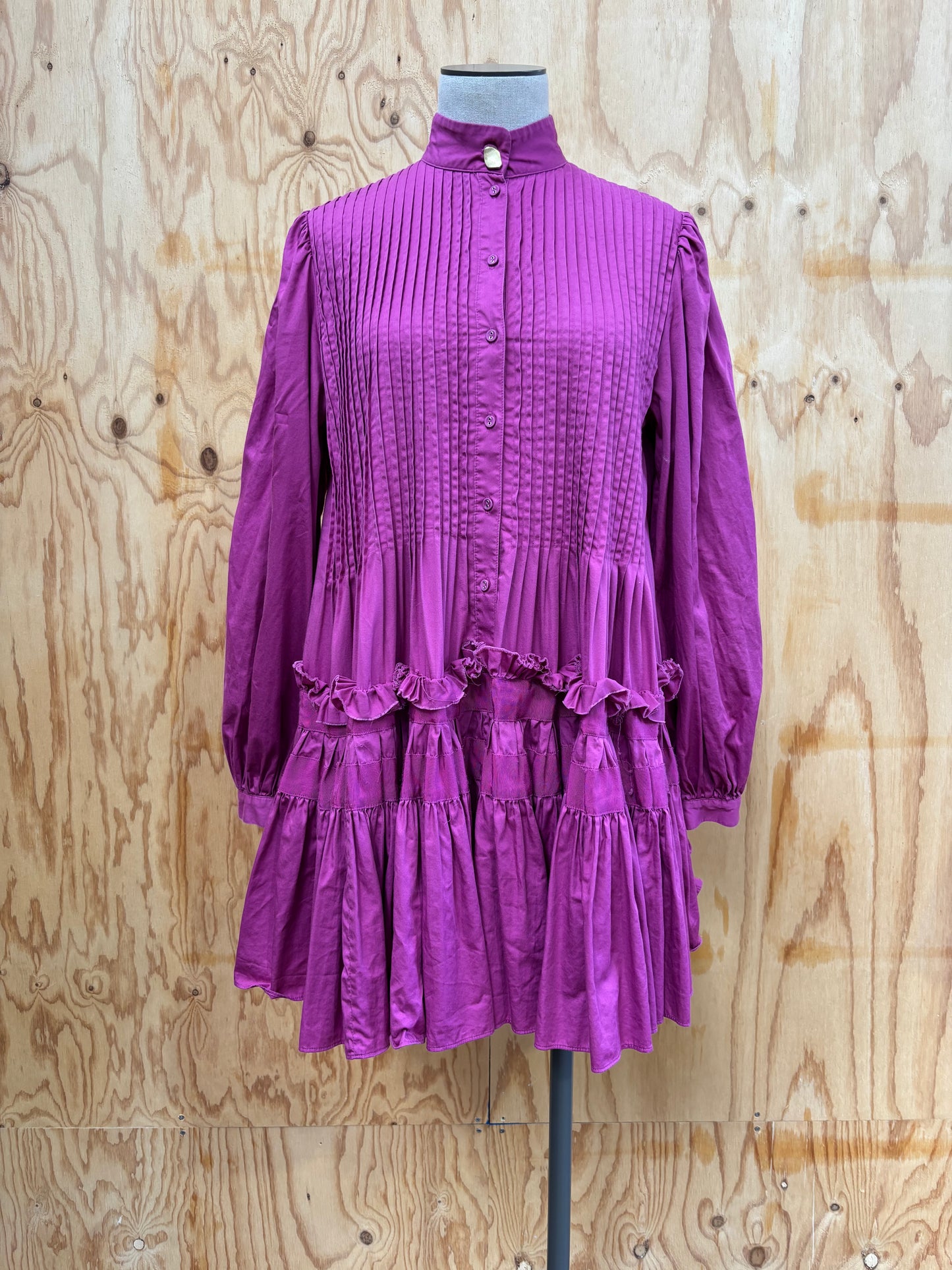 AJE SMOCK MINI DRESS IN FUSCIA - SIZE 8