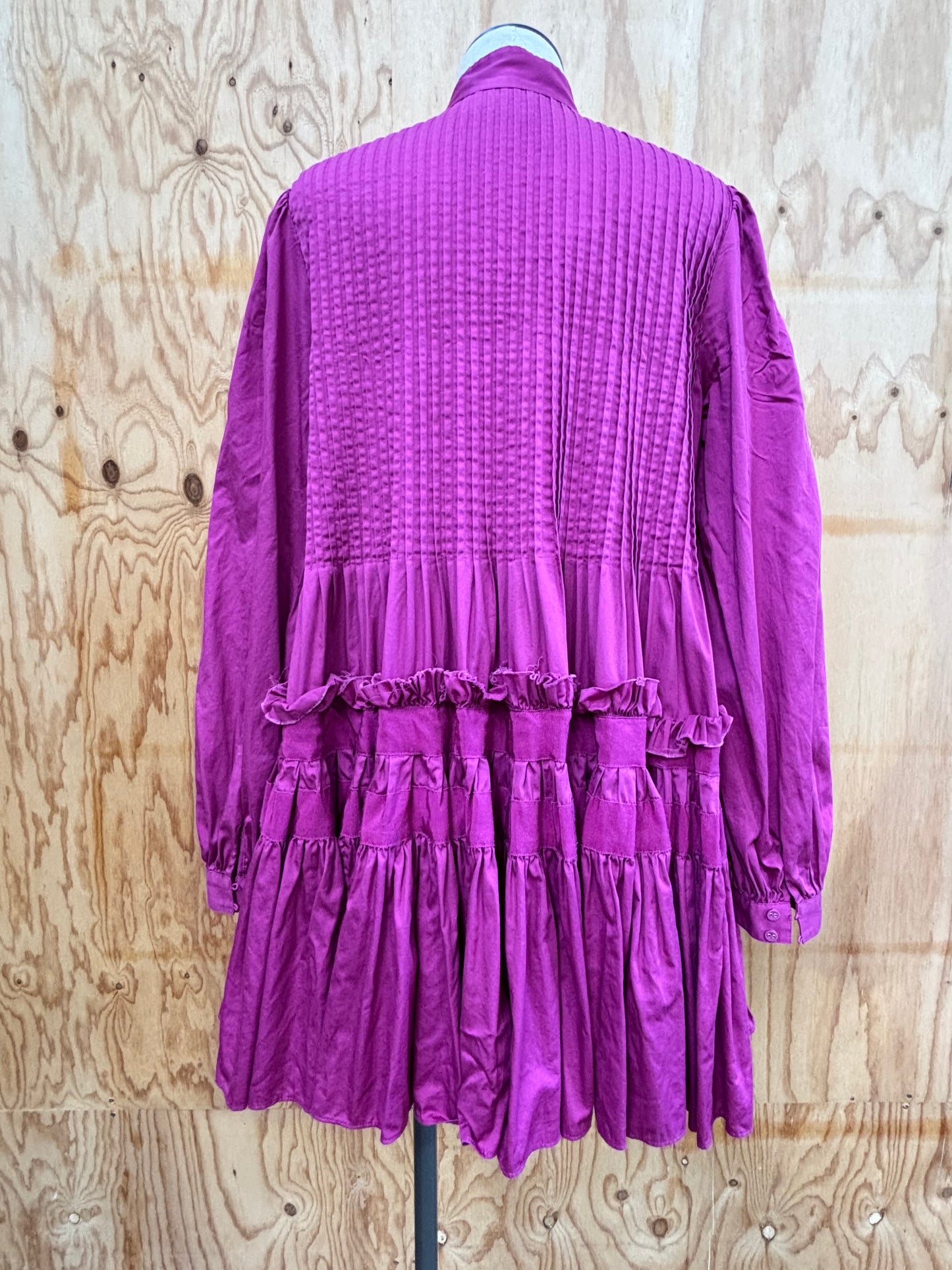 AJE SMOCK MINI DRESS IN FUSCIA - SIZE 8