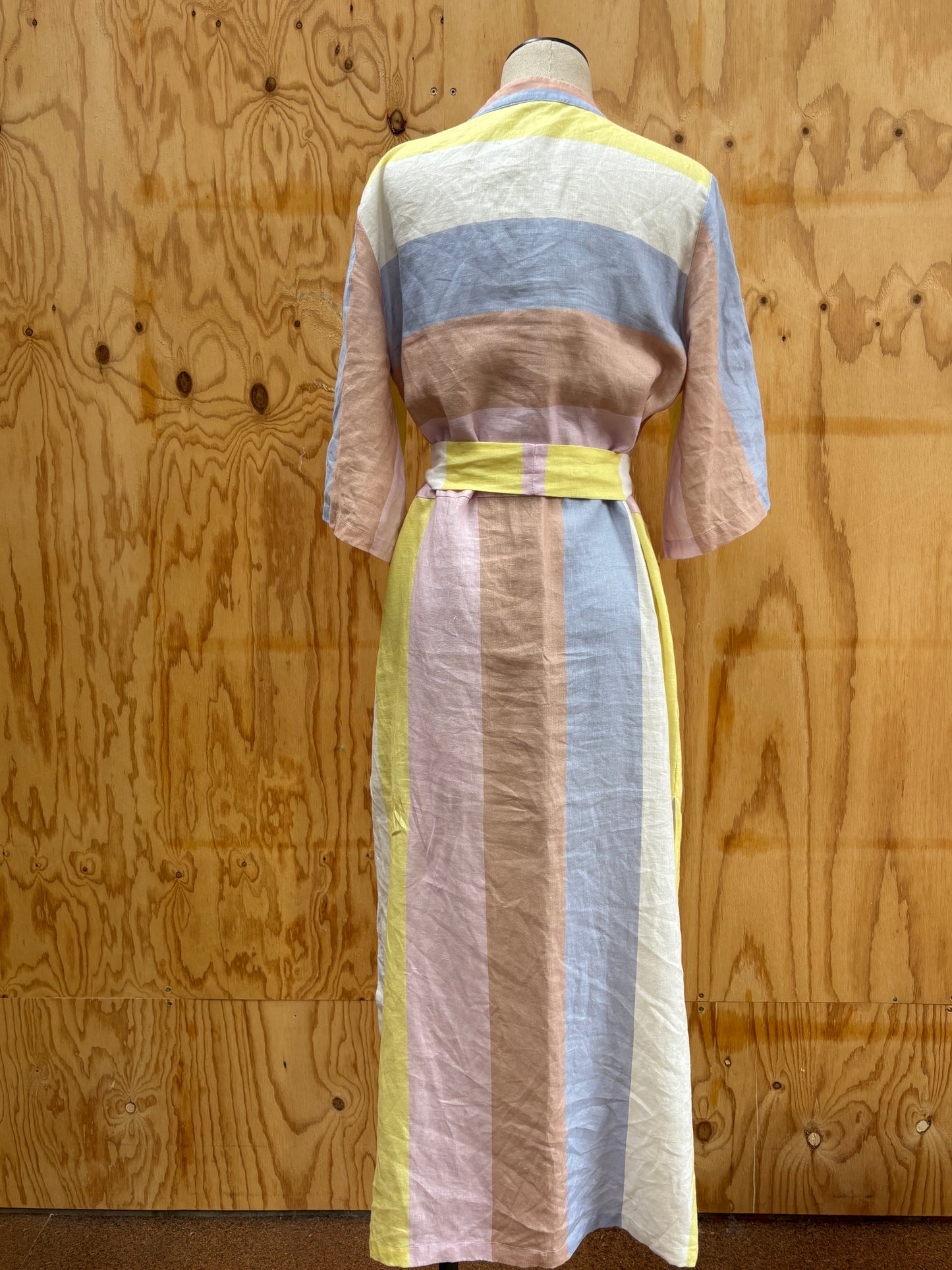 LE STRIPE PASTEL STRIPE SHIRT DRESS - SIZE S