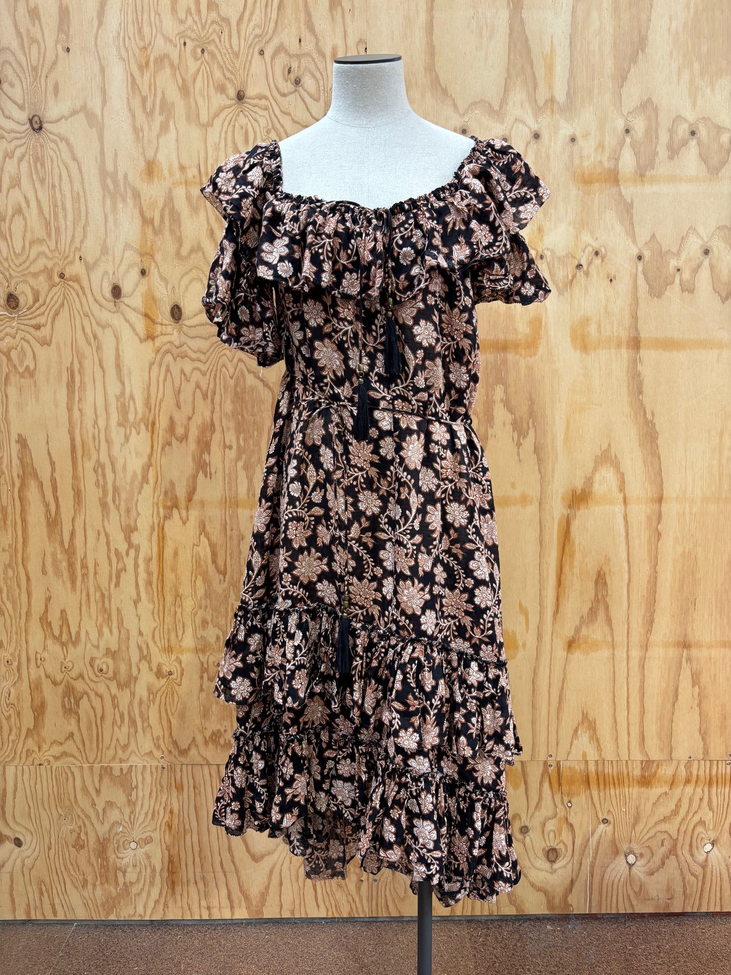 ZIMMERMANN TULSI OFF THE SHOULDER FLORAL DRESS - SIZE 0