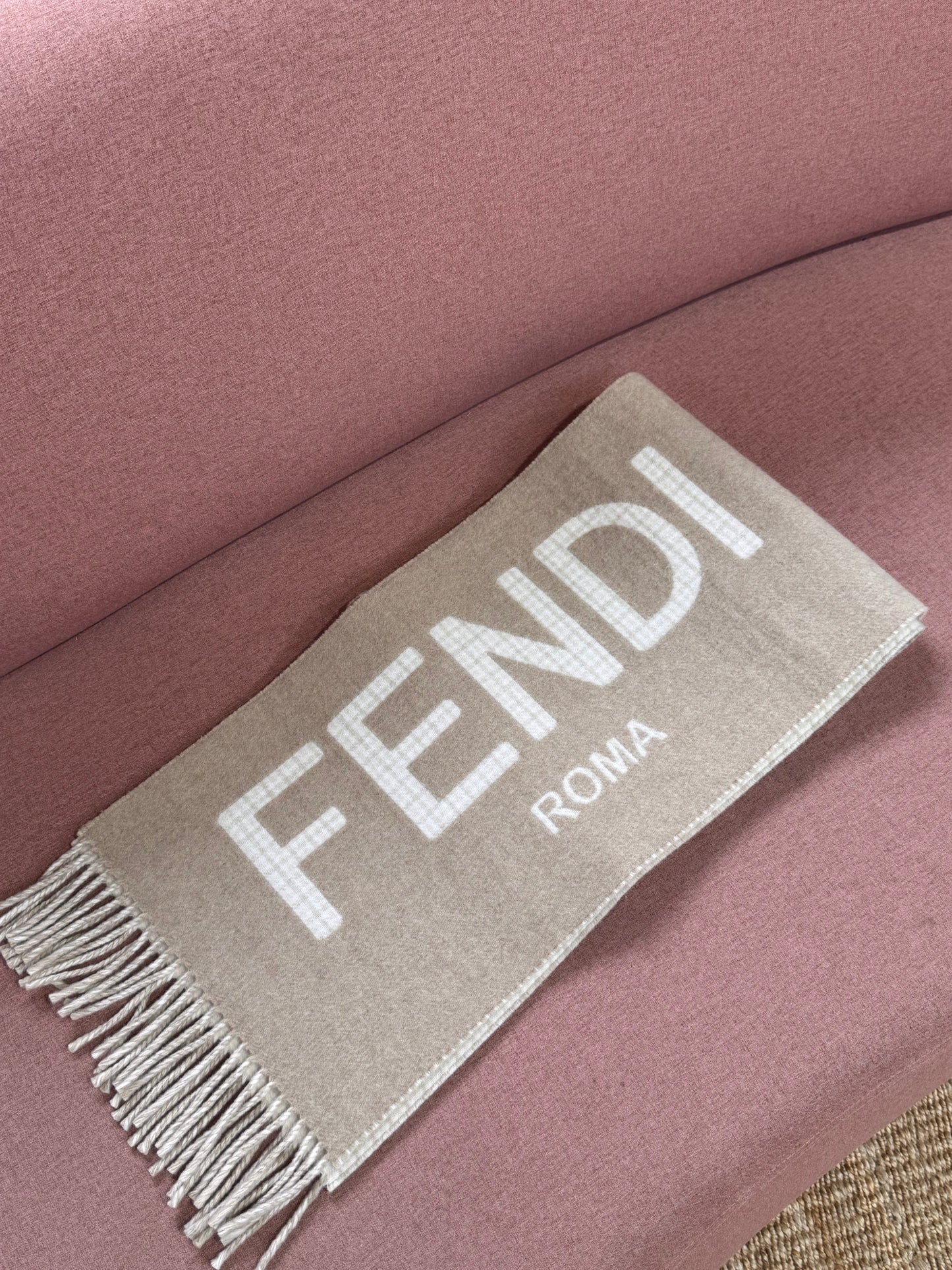 FENDI WOOL AND CASHMERE MOTIF SCARF