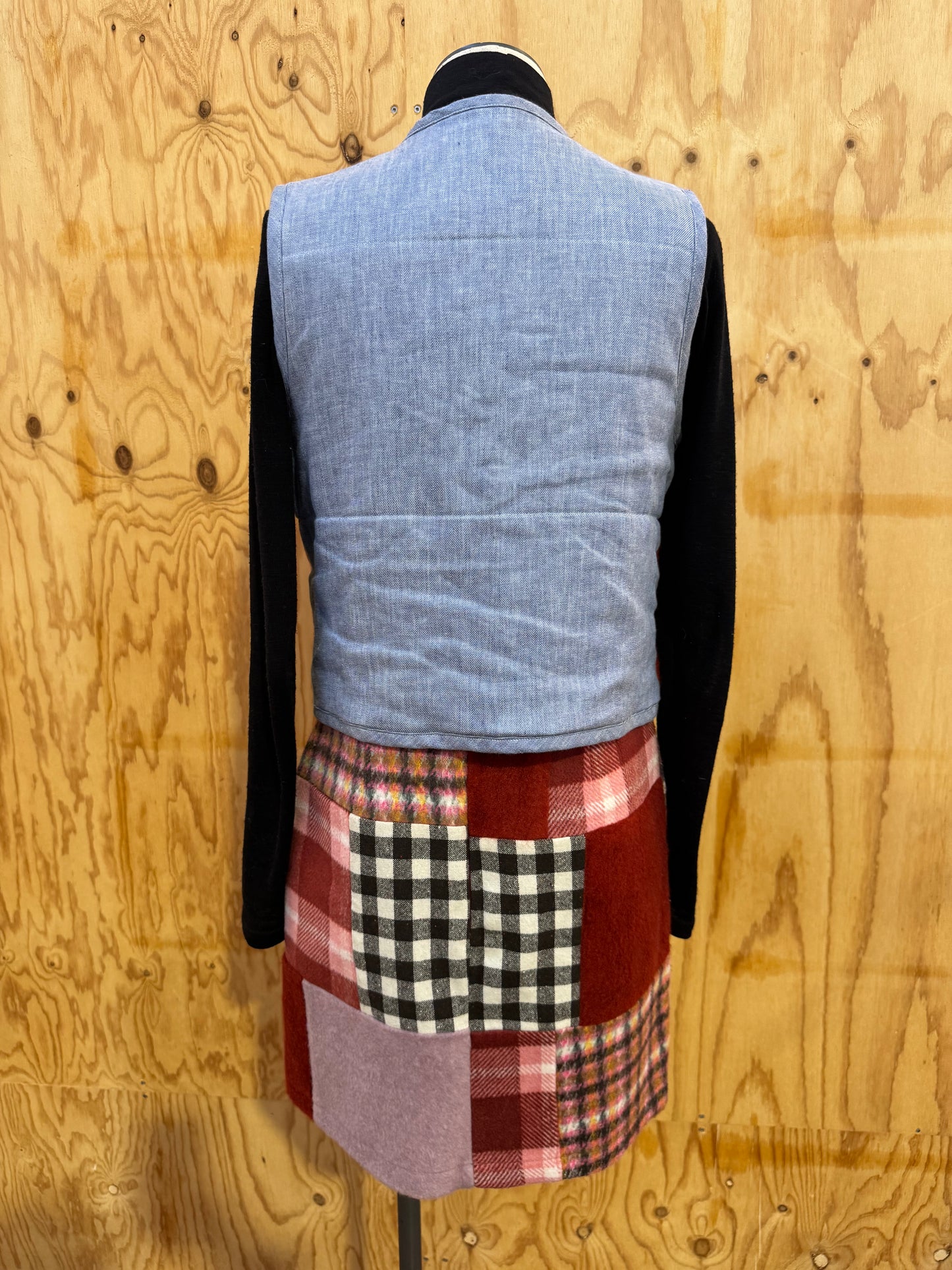 KUWAII WOOL PATCHWORK SKIRT - SIZE 10