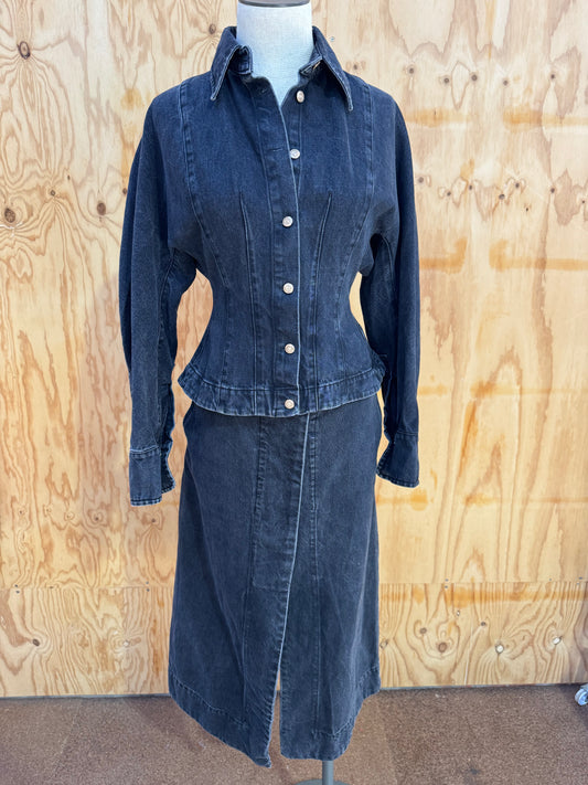 SCANLAN THEODORE BLACK DENIM SKIRT - SIZE 8
