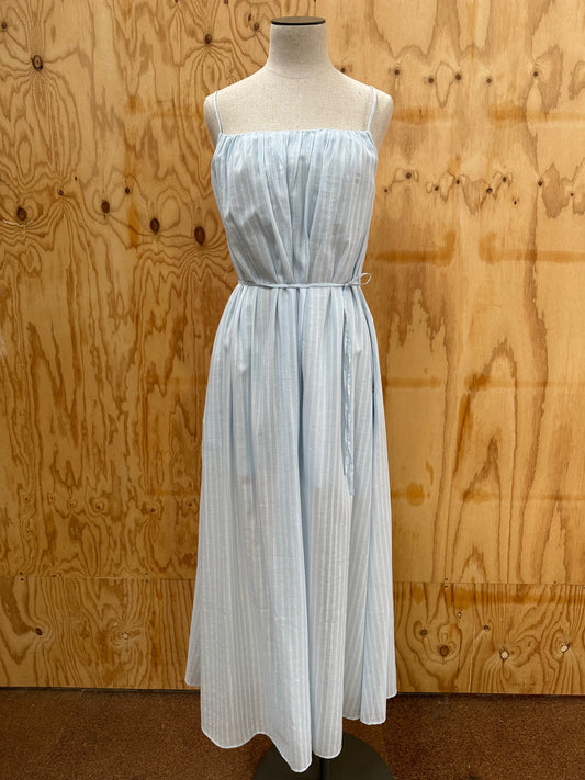 ASSEMBLY LABEL CAMMY STRIPE MAXI DRESS BLUE HAZE/WHITE - SIZE 6