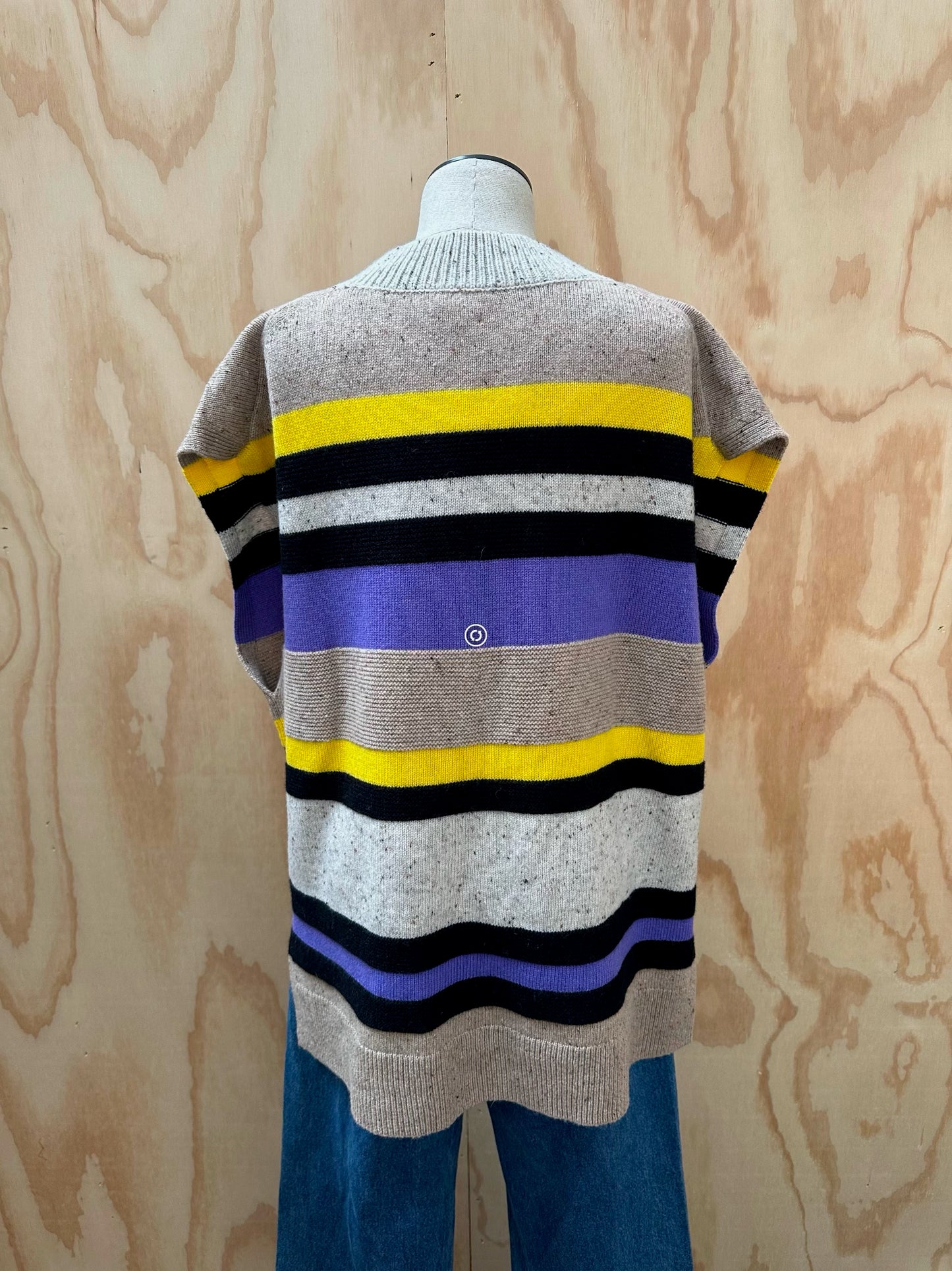 COS STRIPED WOOL KNIT VEST - SIZE XL