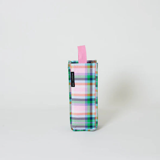 PLAID WINE BAG