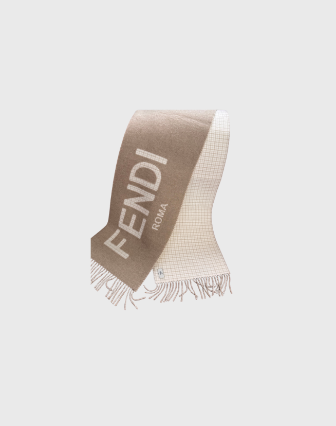 FENDI WOOL AND CASHMERE MOTIF SCARF