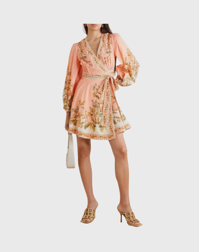 ZIMMERMANN CHINTZ FLORAL WRAP MINI DRESS - SIZE 3