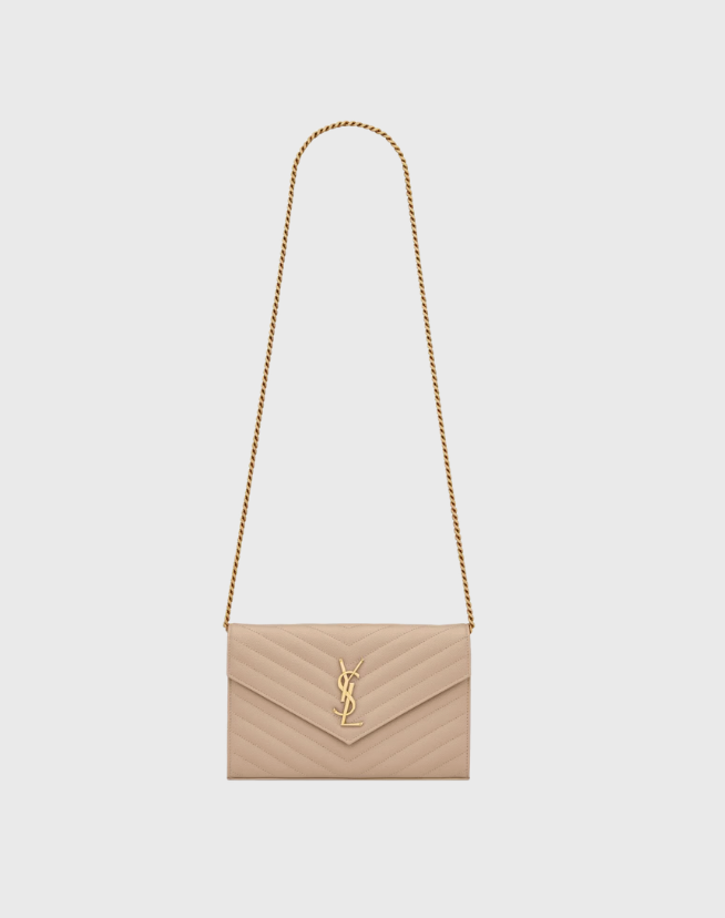 CLASSIC CASSANDRE CHAIN WALLET IN GRAIN DE POUDRE LEATHER