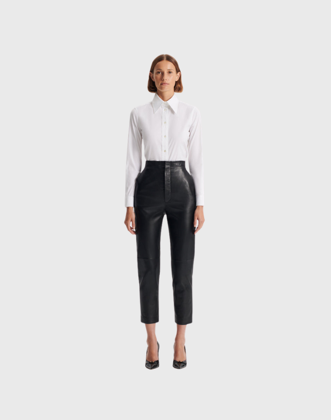 SCANLAN THEODORE LEATHER SLIM CROP PANTS - SIZE 8