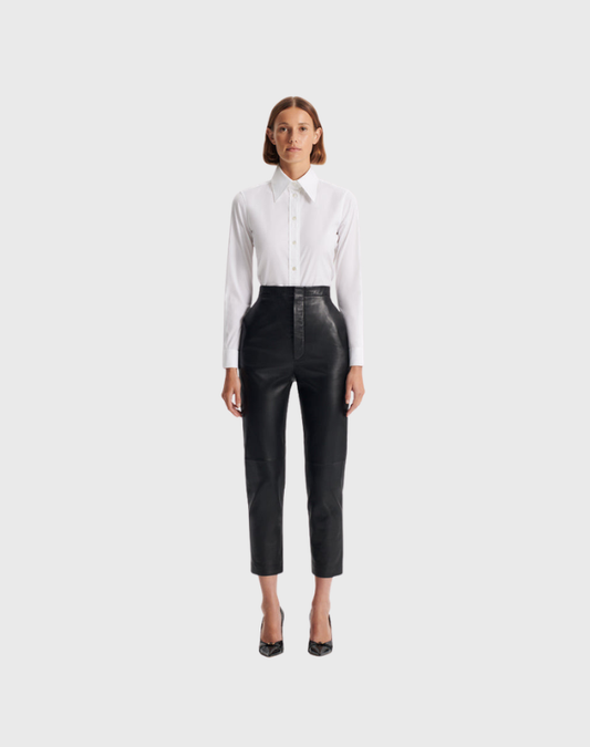 SCANLAN THEODORE LEATHER SLIM CROP PANTS - SIZE 8