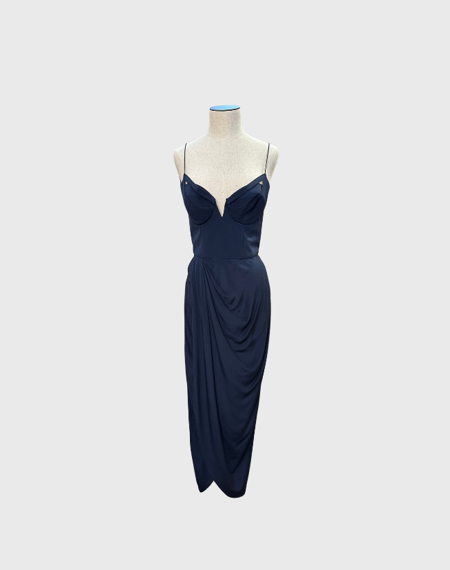 ZIMMERMANN SUEDED SILK PLUNGE LONG DRESS - SIZE 2