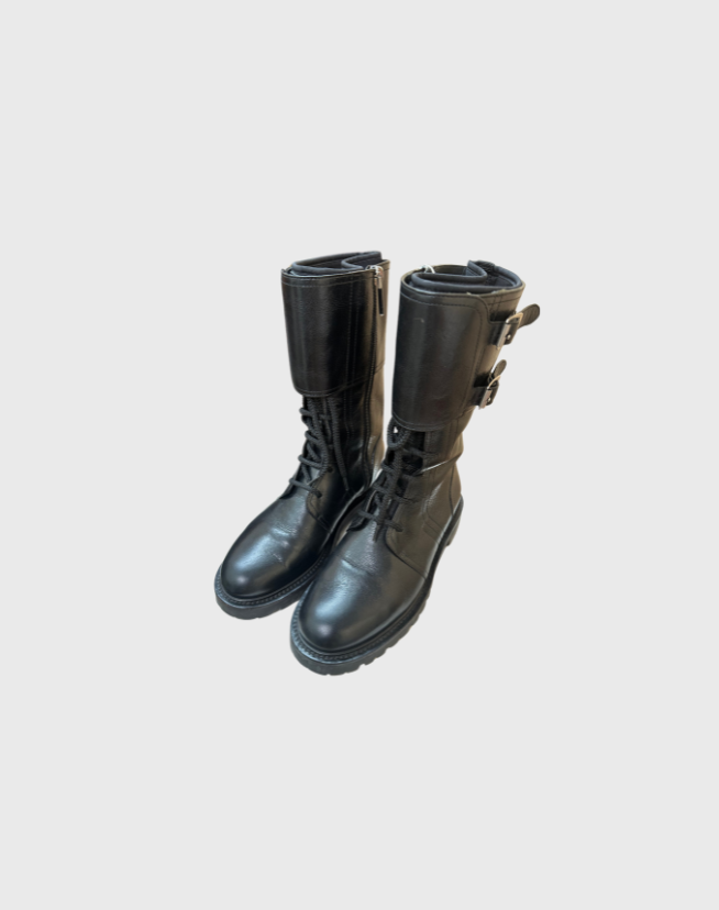 CHRISTIAN DIOR LEATHER BIKER BOOTS - SIZE 36.5