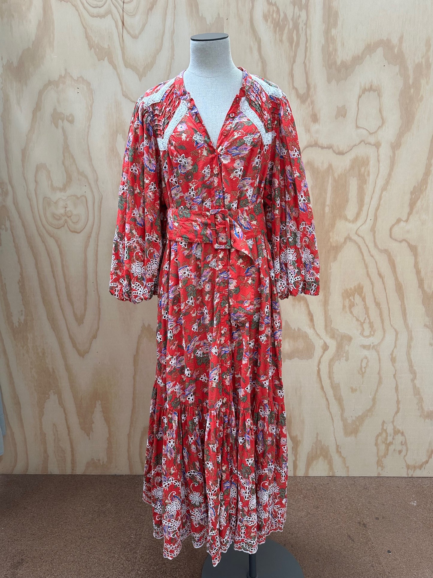 BY TIMO BRODERIE ANGLAISE MIDI DRESS - SIZE XXL